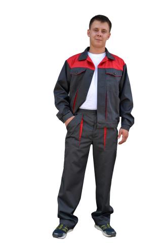 Костюм "Мастер" куртка брюки цвет: серый с красным