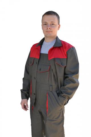 Костюм Мастер куртка п\н тк. 100% хлопок цвет: серый с красным