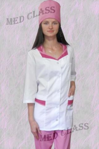 Костюм медицинский костюм"каре" розовый с малиной