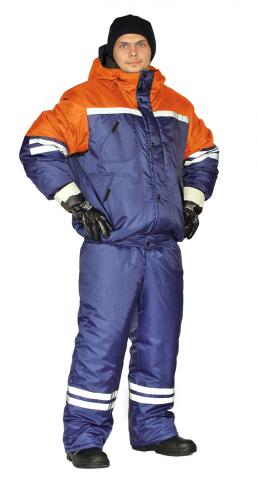 Костюм зимний "СТИМ" куртка/полукомб. цвет: т.синий/оранжевый, серый\красный синий\василек